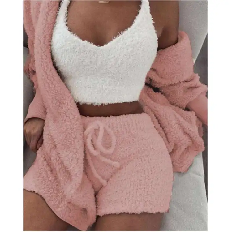 

womens 3 piece set short sets Pajama matching three-piece women sets