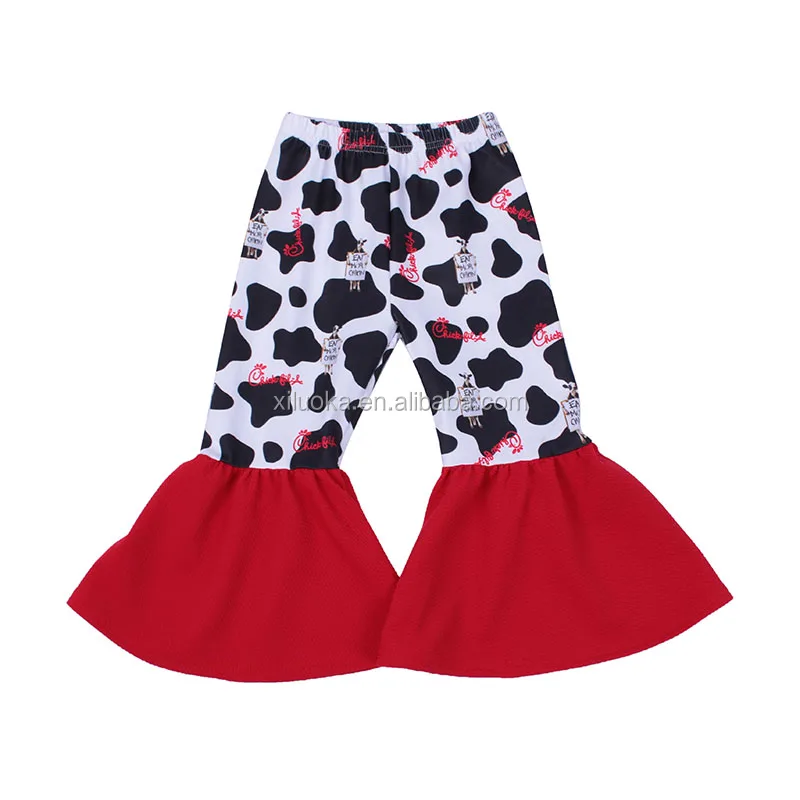 

popular Prints Toddler Girls Heart Print Ruffle Pants Spring Autumn Kids bell bottom Pants Wholesale Clothing, Picture