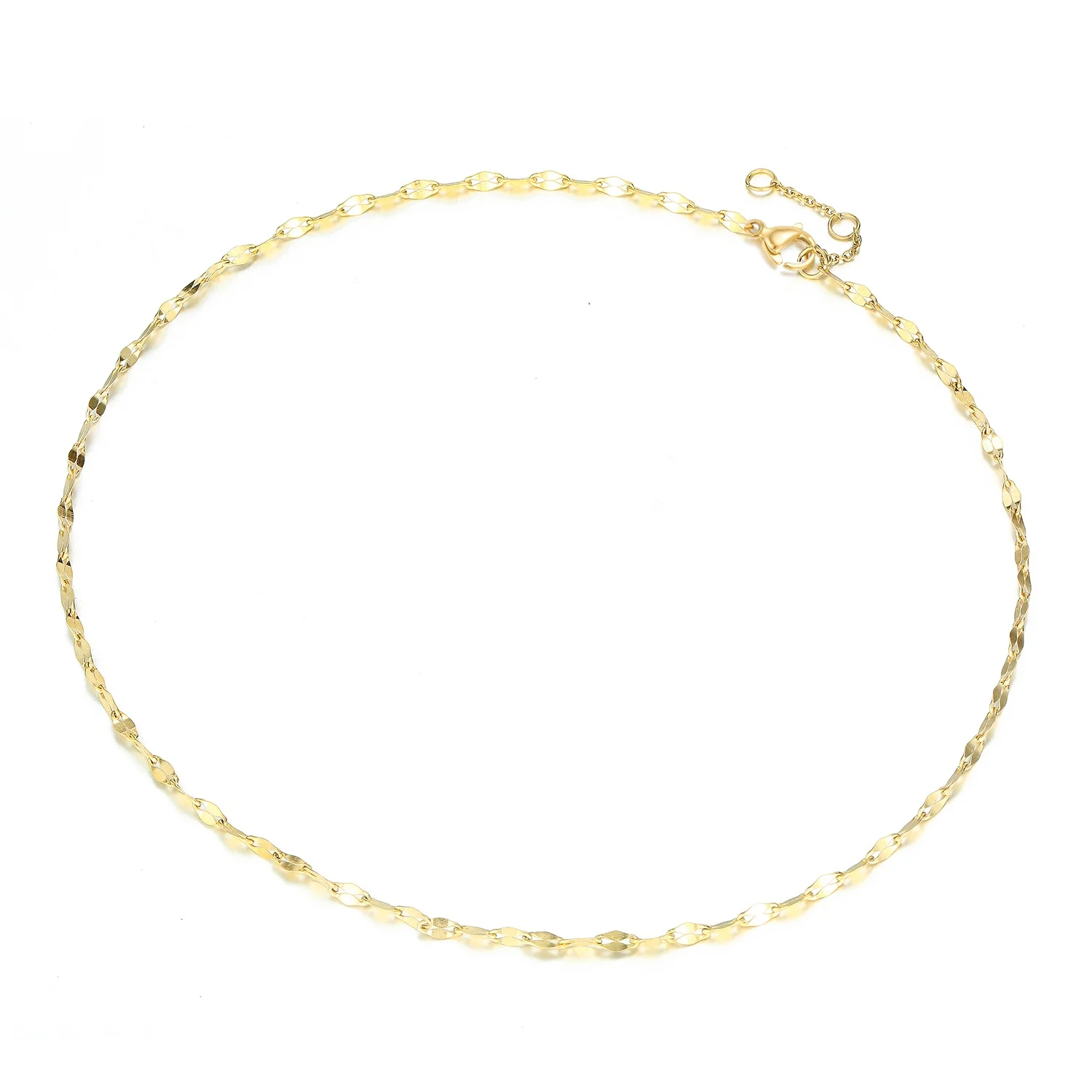 

Fashion Jewelry Flat Chain Bohemian Chocker Necklace Trendy Gold 316l Stainless Steel Choker Necklace for Women Girl
