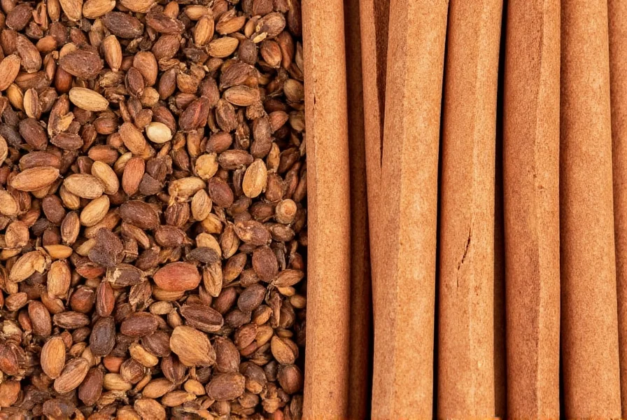 Close-up of Ceylon and Cassia cinnamon sticks side by side showing visual differences