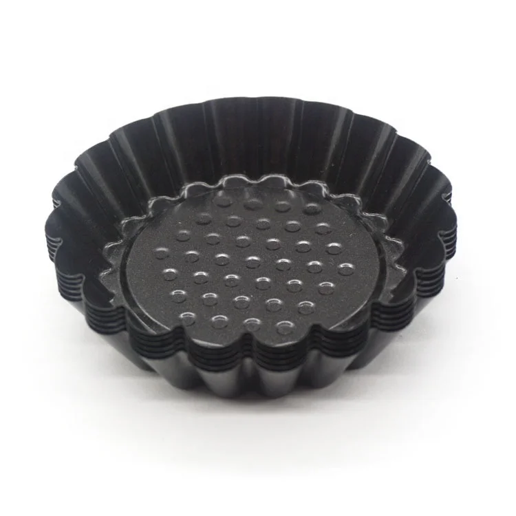 

Black Nonstick Carbon Steel Round Mini Fluted Tart Tins Quiche Pans Tartlet Mold Muffin Cake Mould