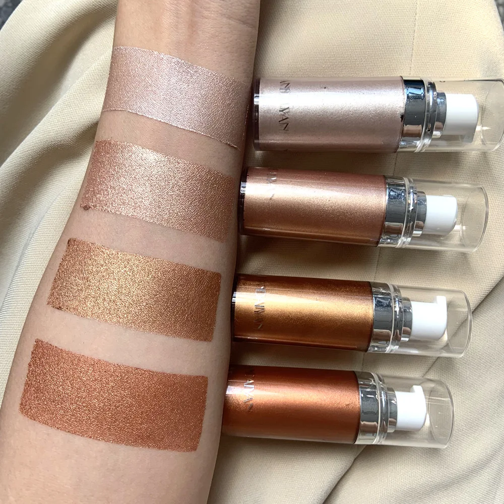 

Natural Face Body Highlighter Cream for Shimmer Skin Bronzer Liquid Drop, 4colors