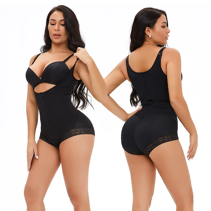 

Shapewear for Women Tummy Control High Compression Waist Trainer Butt lifter open crotch Bodysuit Shapewear Faja colombiana, Black, beige