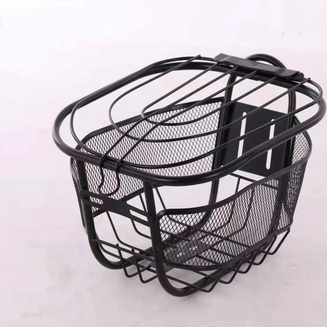 

Scooter Parts Scooter and bike basket/Steel Electric Bike Basket with Cover/Supermarket Shopping Wire Basket Bicycle, Black