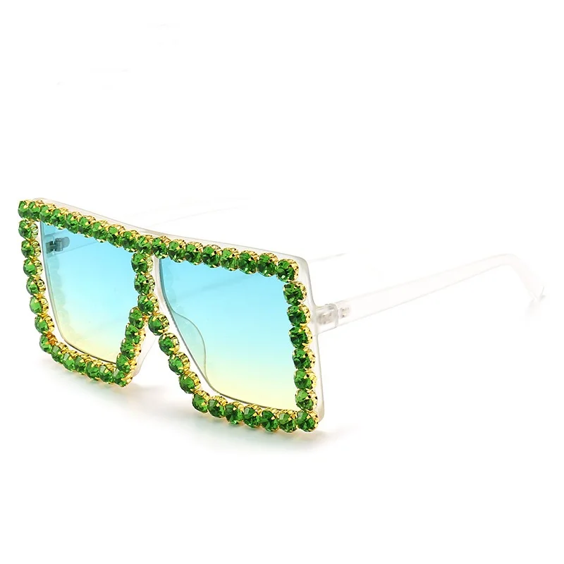 

New coming fashion crystal stone women oversized shades sunglasses 2020