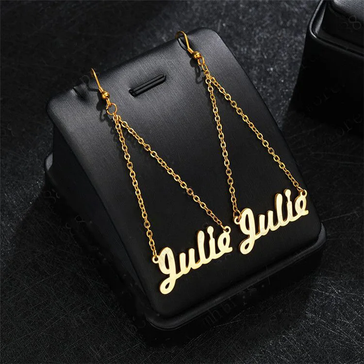 

Modalen Stainless Steel Gold Plated Letter Pendant Customize Personalized Name Earring