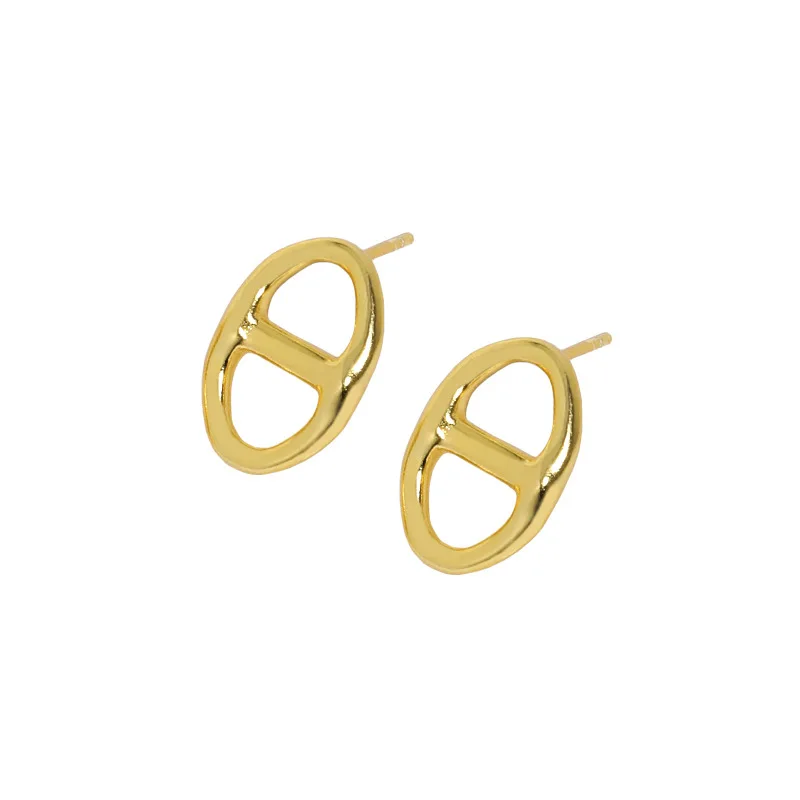

VIANRLA simple matte 18k gold plated stud earrings solid 925 sterling silver women earring stud