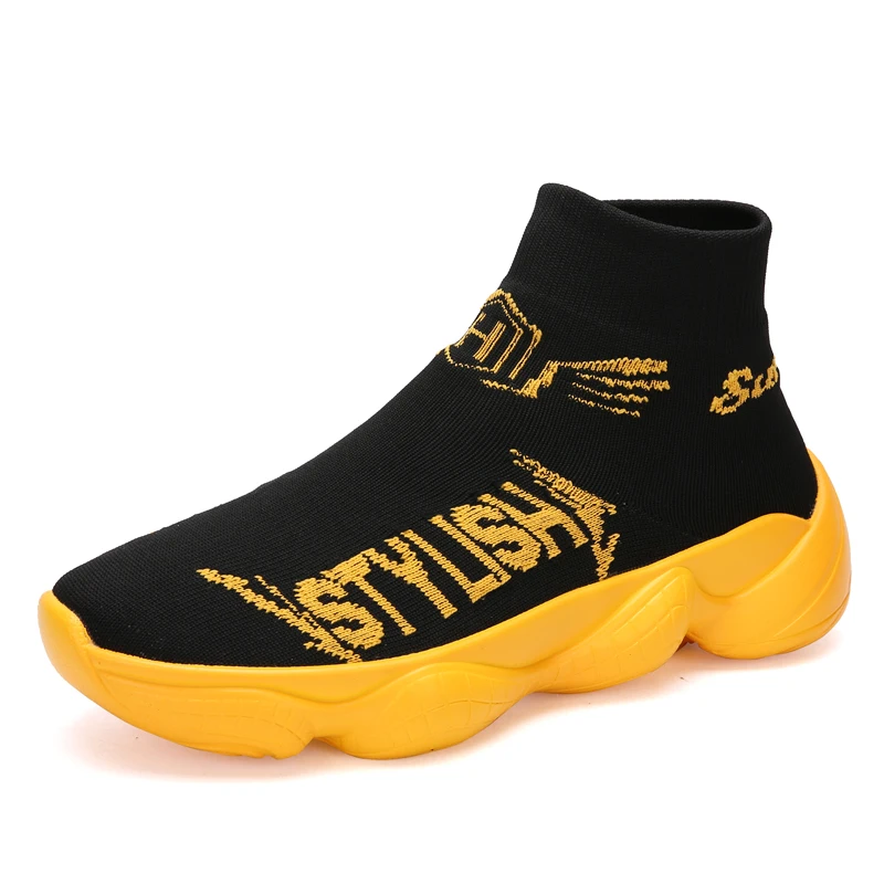 

A1801 OEM High top Knit custom shoes men casual white black sports shoes fashion Sock sneakers man Short boots wholesale china