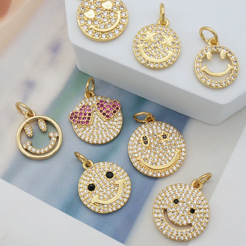 

Personality Gold Plated Multi Color Brass enamel pendant jewelry Happy Girls Smile Face charms pendants smile necklace