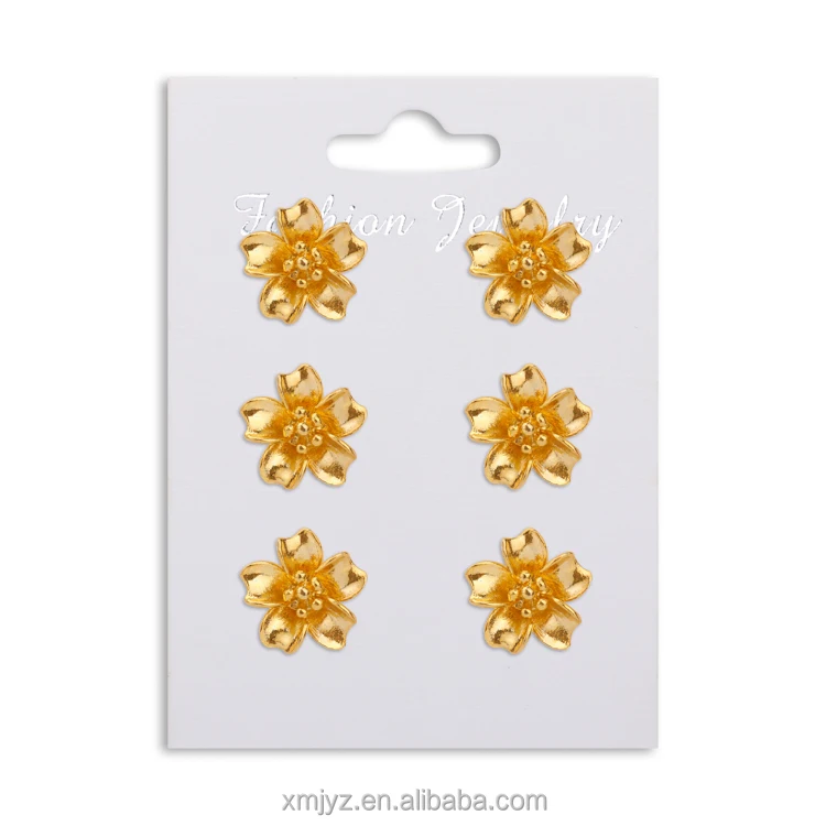 Gold-Plated Korean Style Classic Small and Versatile Brass Flower Earrings High-End Boutique Size Flower Earrings