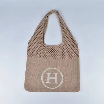 

Korea ins H letter bag hollow woven mesh knitting bags large capacity woolen handbag female