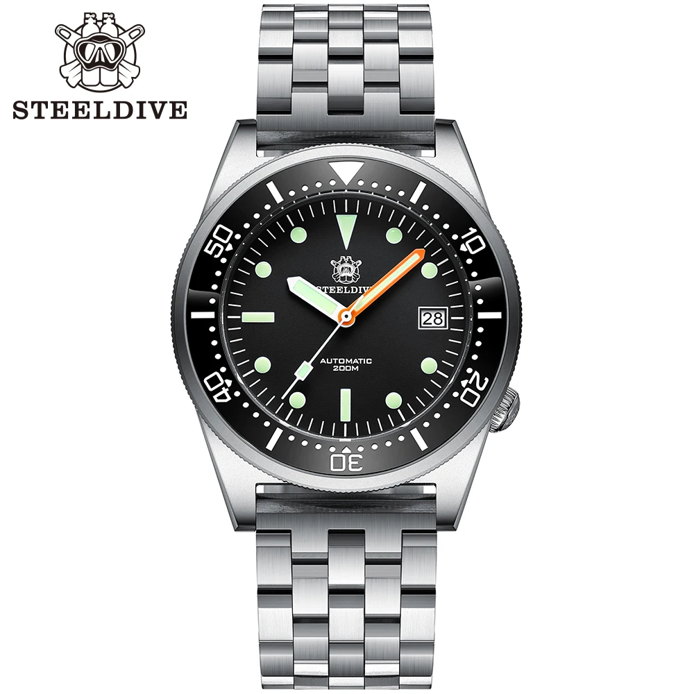 

Factory Price! SD1979 Black Dial Steeldive Brand Stainless Steel High Quality 20ATM Waterproof Diving Watch with Sapphire glass, Black/ green/ blue