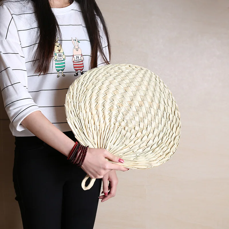 Wholesale Cheap Bamboo Hand Fans Weaving Handwoven Bamboo Straw