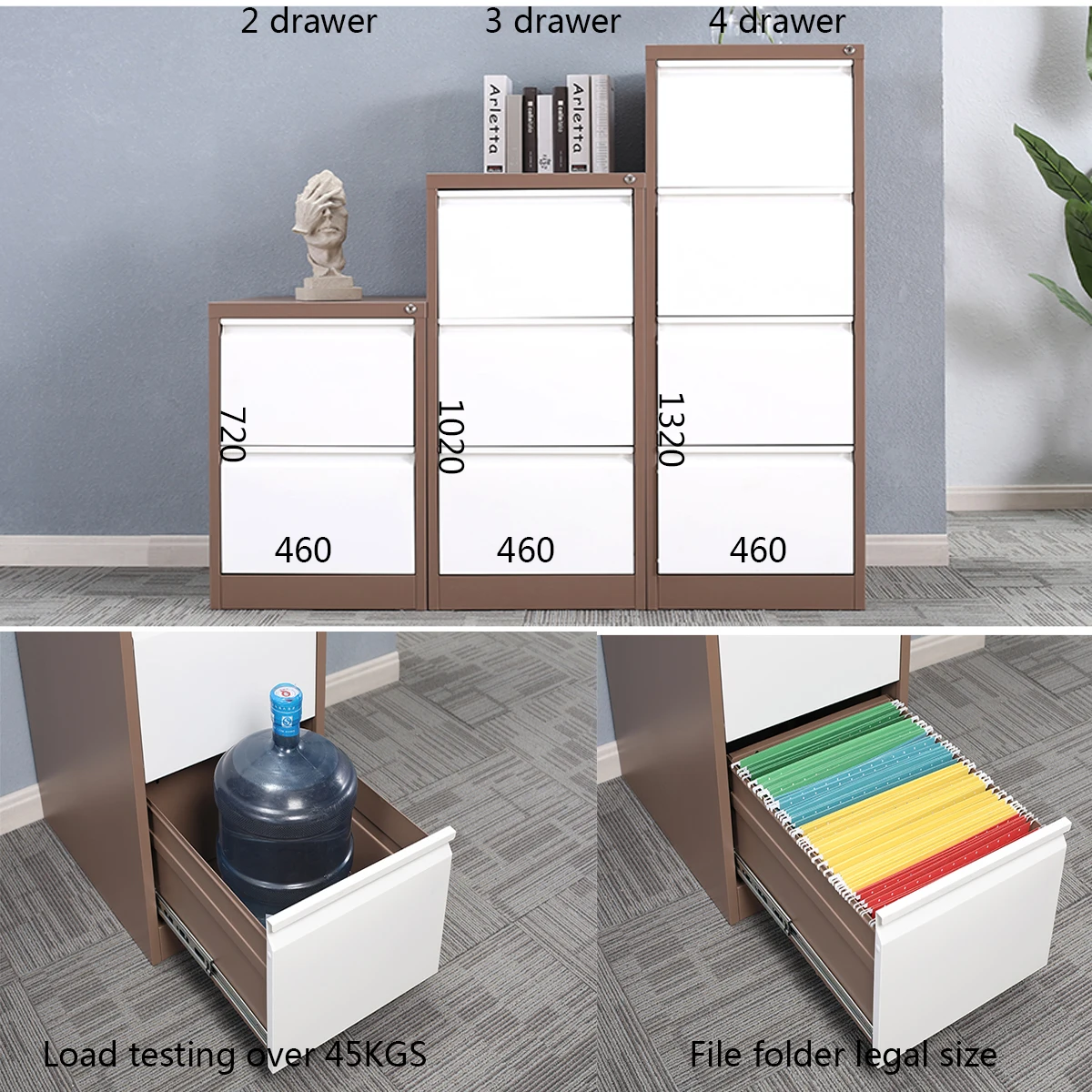 Letter Size Records File Storage Archives Steel Vertical Bank 3 Drawer Metal File