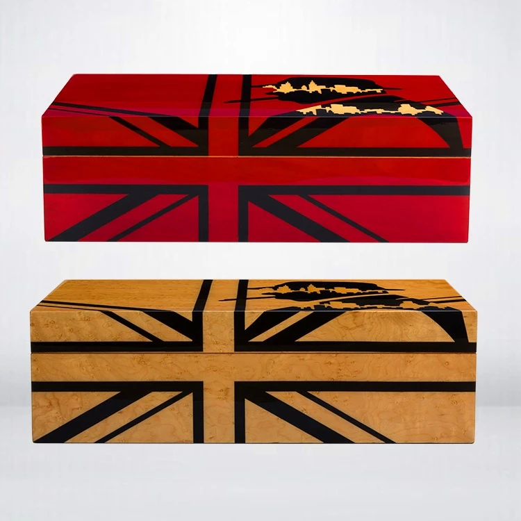 

Custom high glossy cedar wooden cabinet handmade craved moisturizing cigar humidor box with window, Red/customized