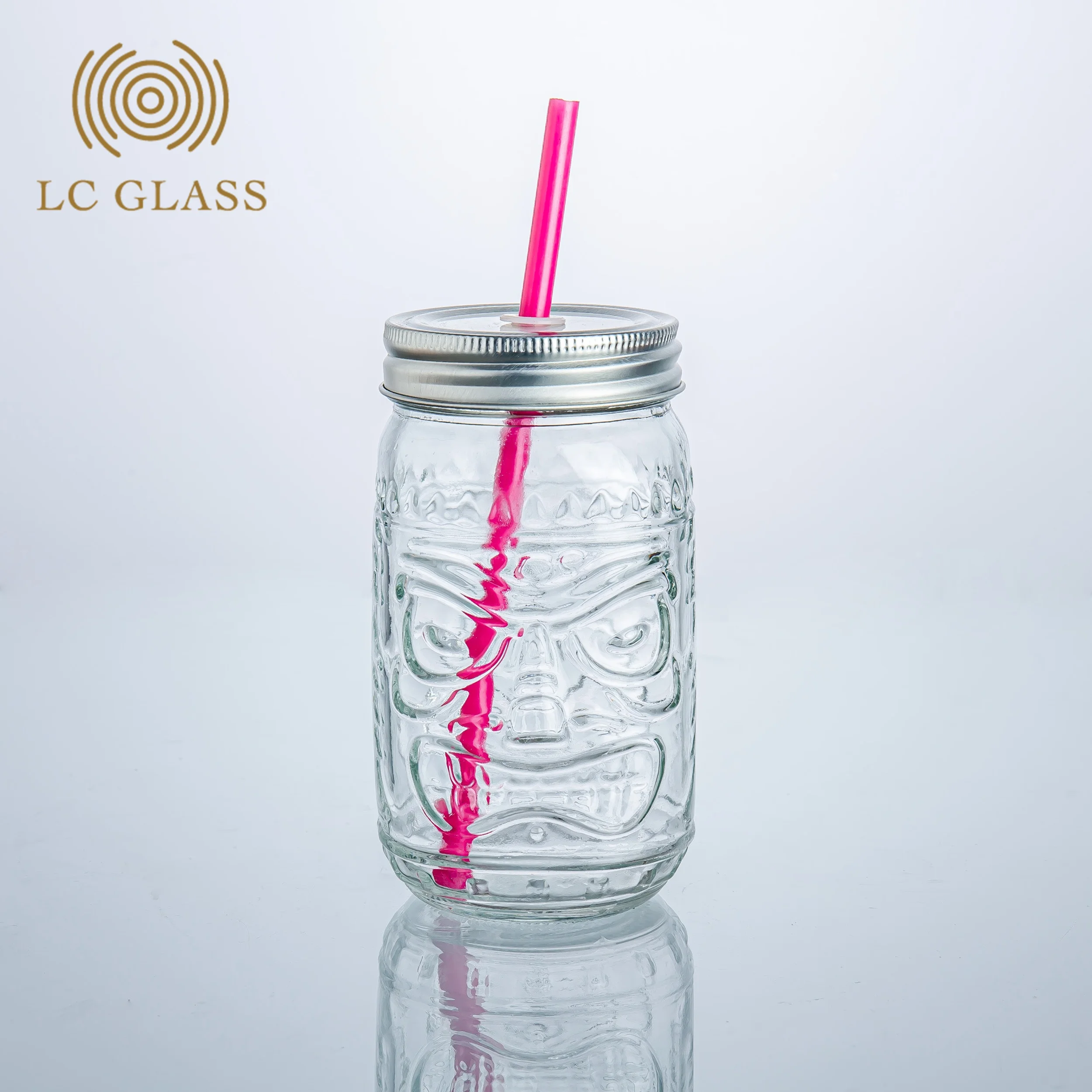 

450ml tiki glasses drinking cup with straw clear tiki glass, Customized color
