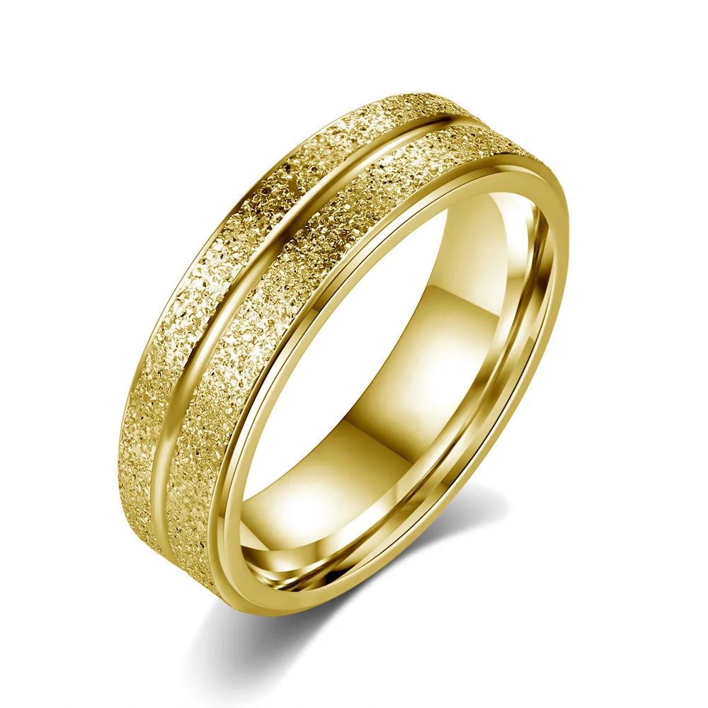 

wholesale AliExpress new gold double row frosted personalized stainless steel ring