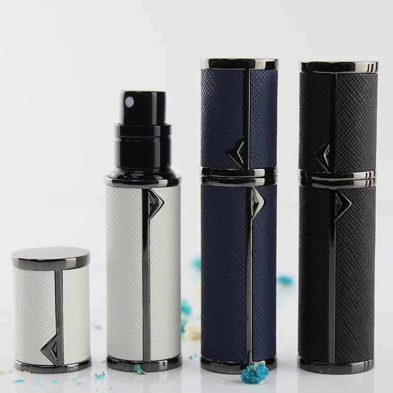 5ml Black Metal PU Bottom Filling Atomizer Leather Refillable Perfume Bottles Mini Perfume Atomizer Bottle Empty Mini Atomiser
