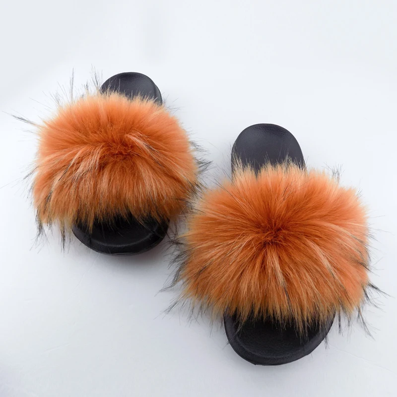 

New products fuzzy sandal faux fur slippers women furry slides, Red,green,blue,grey,black and so on