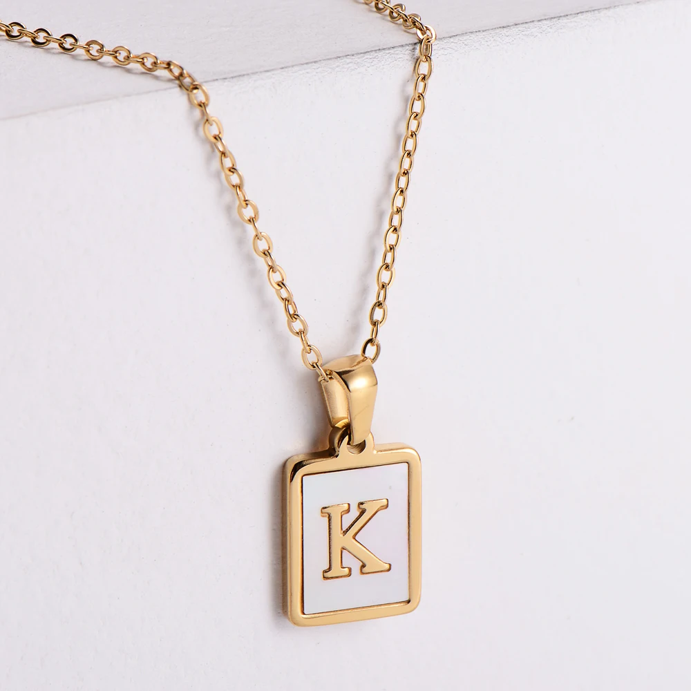 

Trendy Jewelry Gold Rectangle Shape Initial K Pendant Stylish Letter Necklace