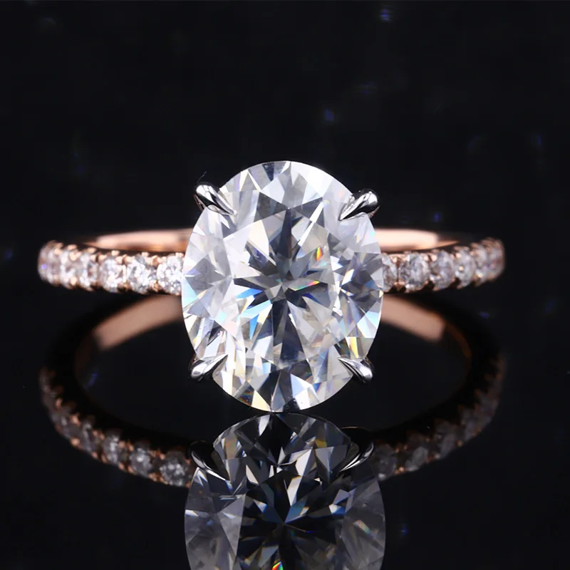 

Fashion Classic Jewelry Women Oval Shape Moissanite 14k Rose Gold Rings