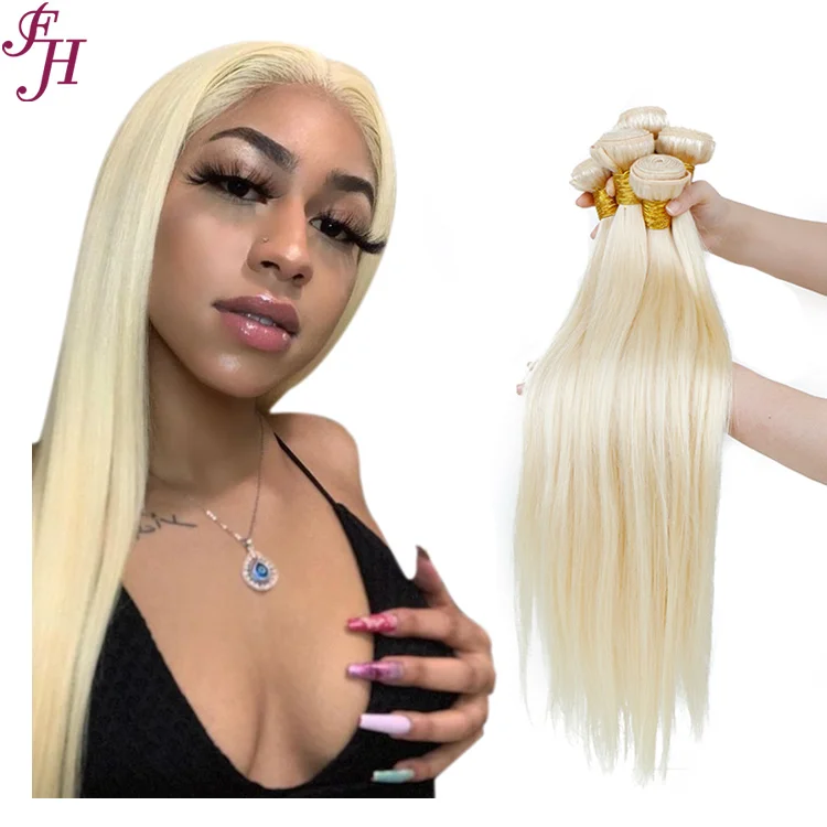 

FH wholesale raw human hair weft virgin hair Indian cuticle aligned 613 blonde straight hair bundles