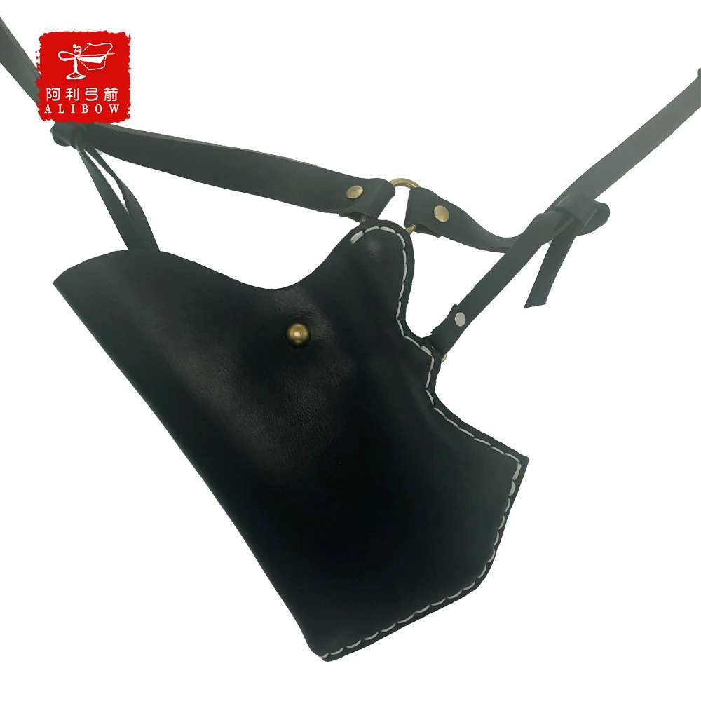 Alibow Manchu Quiver Horse Side Quiver Black Cow Leather Hip Quiver