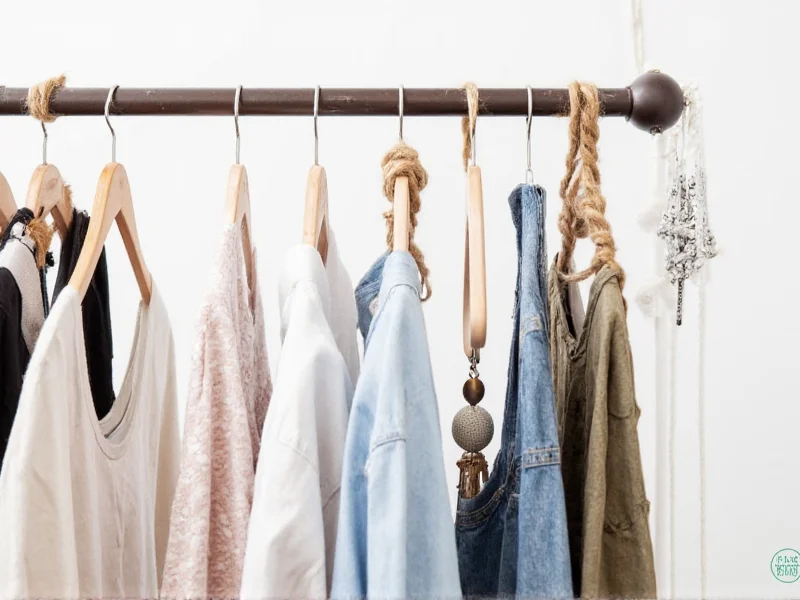 Finished DIY clothes rack with jute rope wrapping and hanging accessories