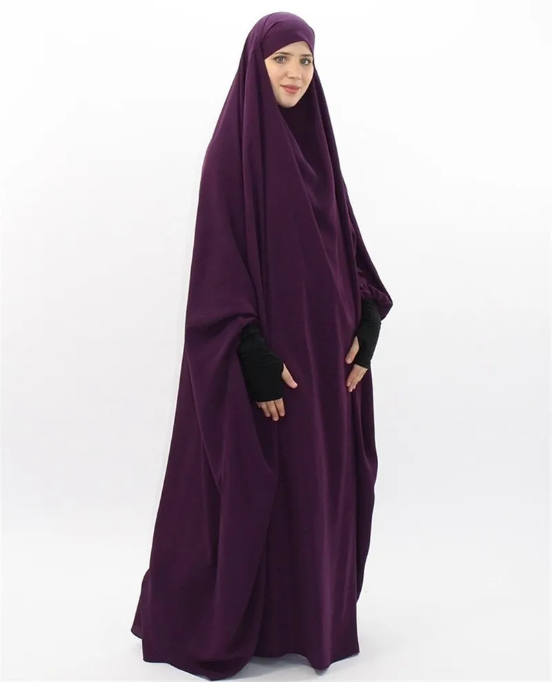 

2021 Muslim Women Islamic Arab Dubai EID Abaya Long Plus Size One Piece Dress Outfit Plain Prayer Thobe, 7colors