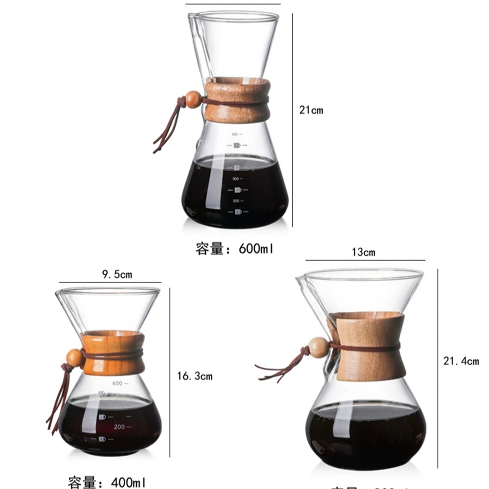 

Q V60 coffee pot Pour Over Coffee Maker with Borosilicate Glass Manual Coffee Dripper Brewer, Transparent