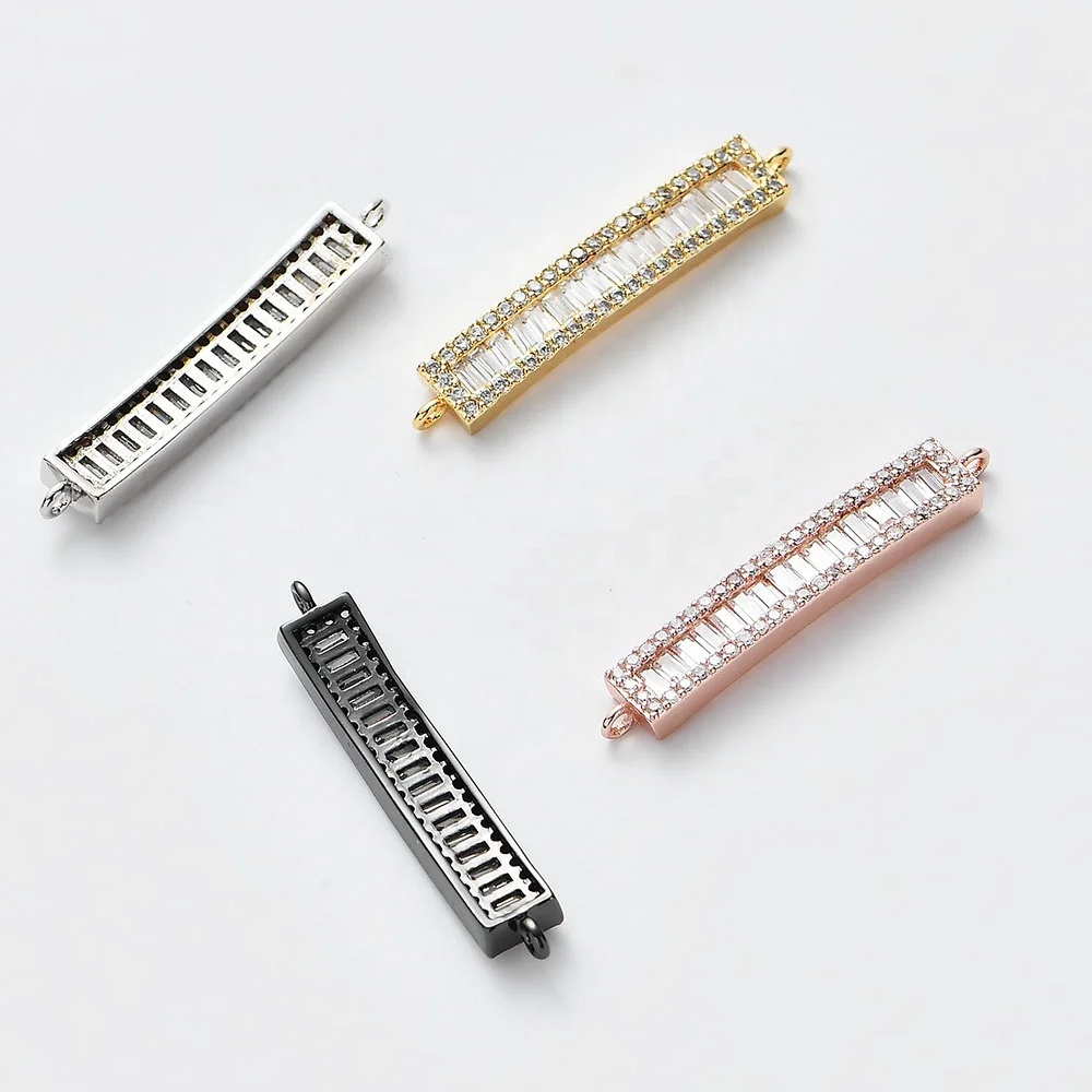 

Fashion jewelry connector diamond copper cz bar connector for bracelet, Multi color