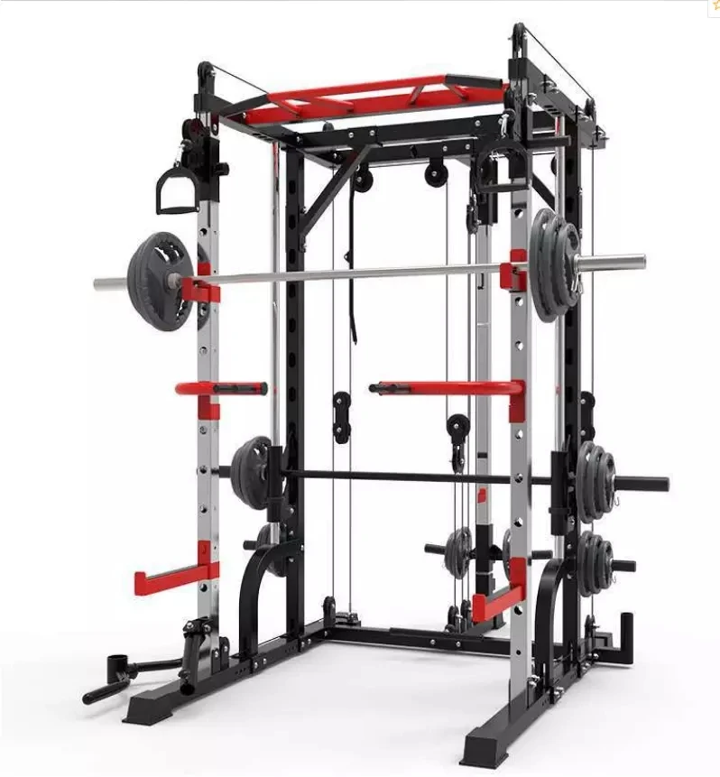

Home Fitness Equipment Adjustable Weight Lifting Multi-function Power Rack 3D Smith Machine Gym Squat Rack