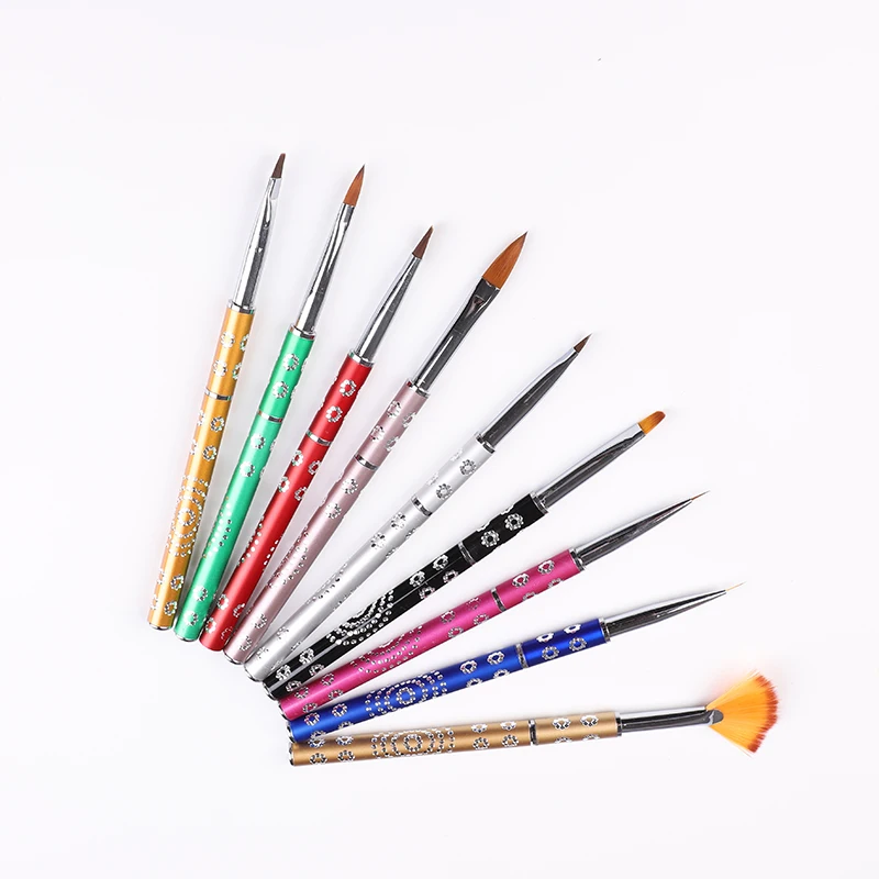 

Professional Painting Pen Nylon Hair Aluminum Handle Nail Art Brushes Fine Liner Round Flat Micro Detail Nail Art Brush, Pictures showed