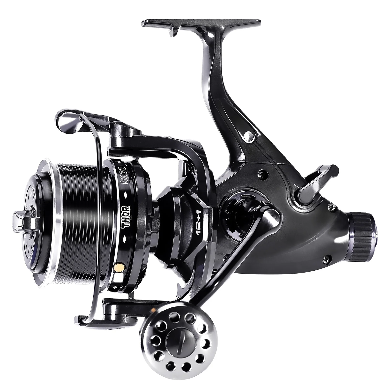 Tor 4000/5000 Heavy-Duty Spincast Carp Fishing Reel Dual Brake Large Spool Anti-Tangle Design Right Hand 5.2:1 Gear Ratio