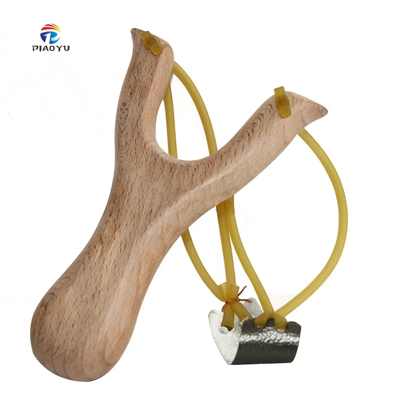 

High quality children's toy slingshot with rubber hose hunting wooden catapult for outdoor slingshot shooting