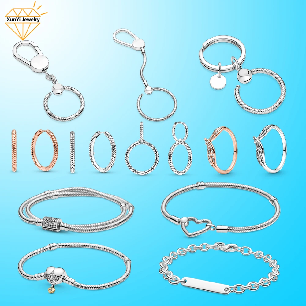

2021 New arrival Wholesale 925 sterling silver Slider KeyChain for women bracelet for women rings for women