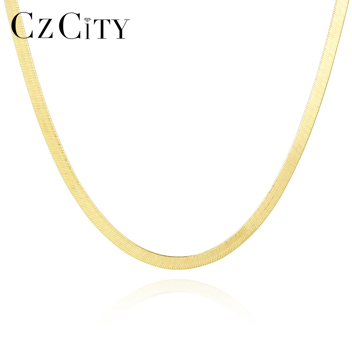 CZCITY Trending Sterling Silver Fashion Gold 14K Designer S925 Trendy Statement Snake Necklace Chain