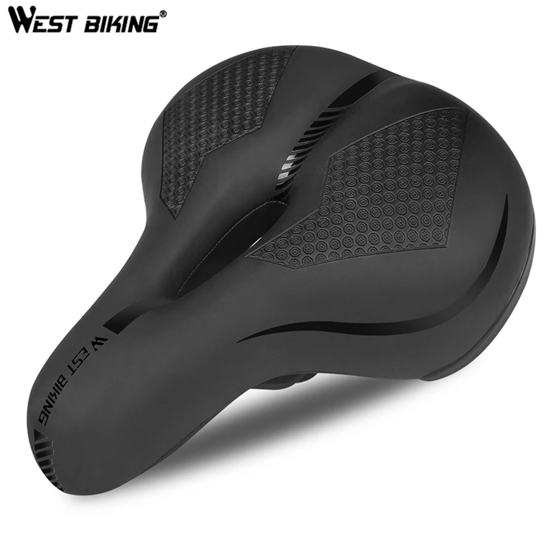 

WEST BIKING Hot Selling Bike Saddle Thicken Widen MTB Saddles Soft Comfortable Cycling Heated Bicycle Saddle, Black