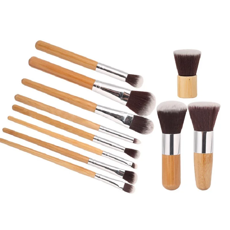 

HZM Factory Wholesale Hot Sale Private Label 11pcs Bamboo Handle cosmetic Brush Set Makeup Tool, Customized