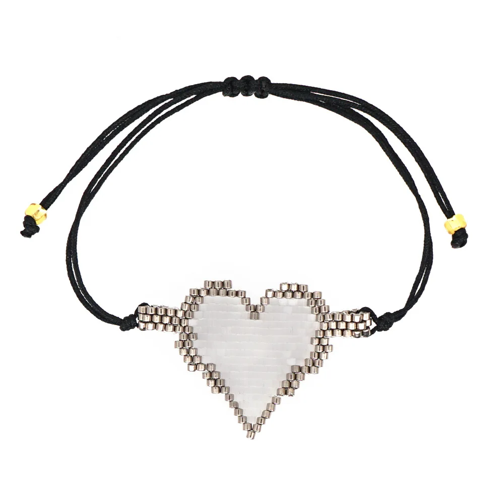 

Hot Sale Boho Same Style Webs Celebrities' Miyuki Beads Hand-woven Silvery Pattern Love Women's Bracelet For Women, Picture color