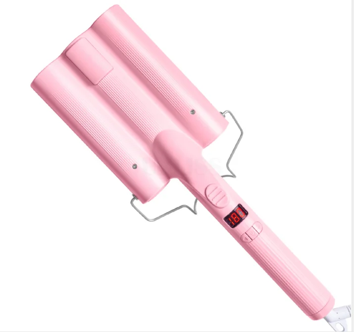 

Ready to ship 3 barrel hair curler all pink LCD display hair curling