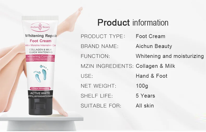 Aichun Beauty Natural Crack Heel Repair Cream Collagen Hydration Milk Dry Dead Removal Whitening Foot Care Cream
