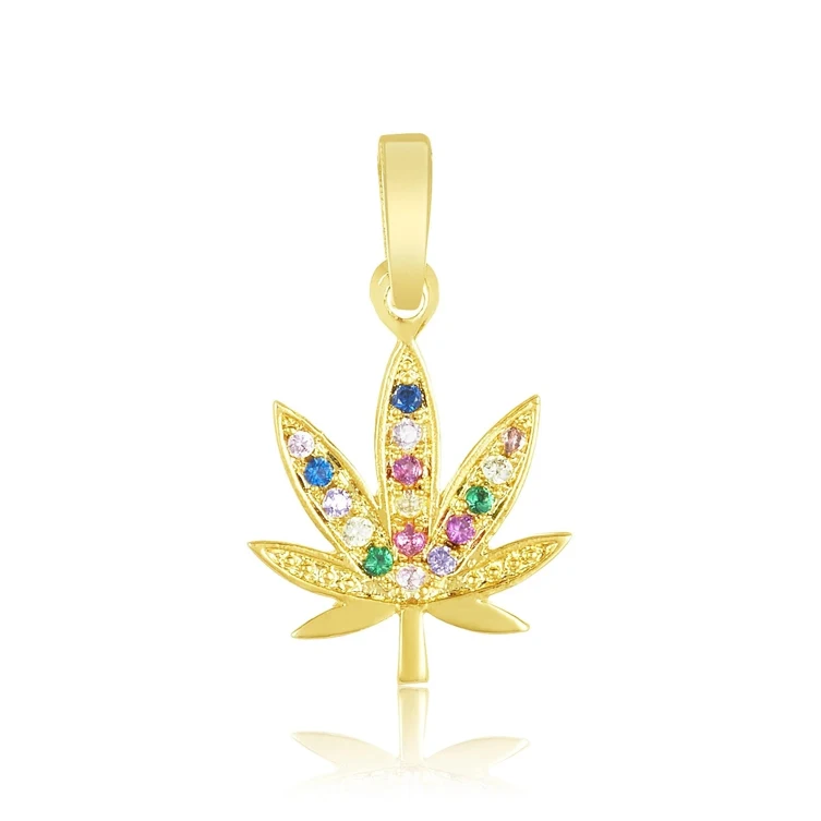 

Gemnel 925 silver price per gram rainbow leaf pendants plant charm long chain necklace gold plated