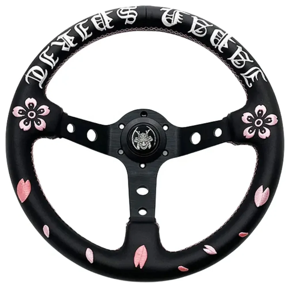 

Factory stock Cherry Blossom Ghost Head Exclusive Microfiber Leather 350MM Japanese Culture Steering Wheel