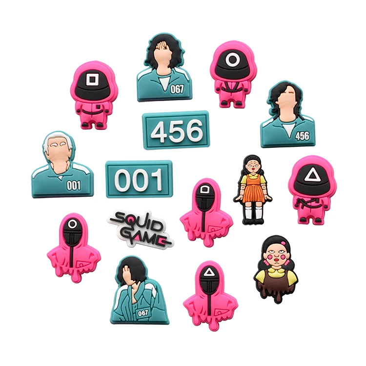 

wholesale Squid game croc shoe charms Korean TV pvc shoe decoration charms, As pictures show