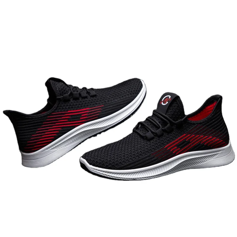 

Casual autumn 2020 fashion white shoes sport sneakers mens Running knitted Mesh Shoes Sneakers For Man, Black white
