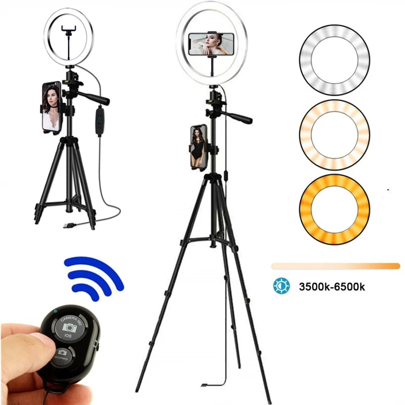 

Lamp Led Light Selfie For Ring Phone Photography Lighting Camera Tripod Kit Photo Equipment Para Air Black