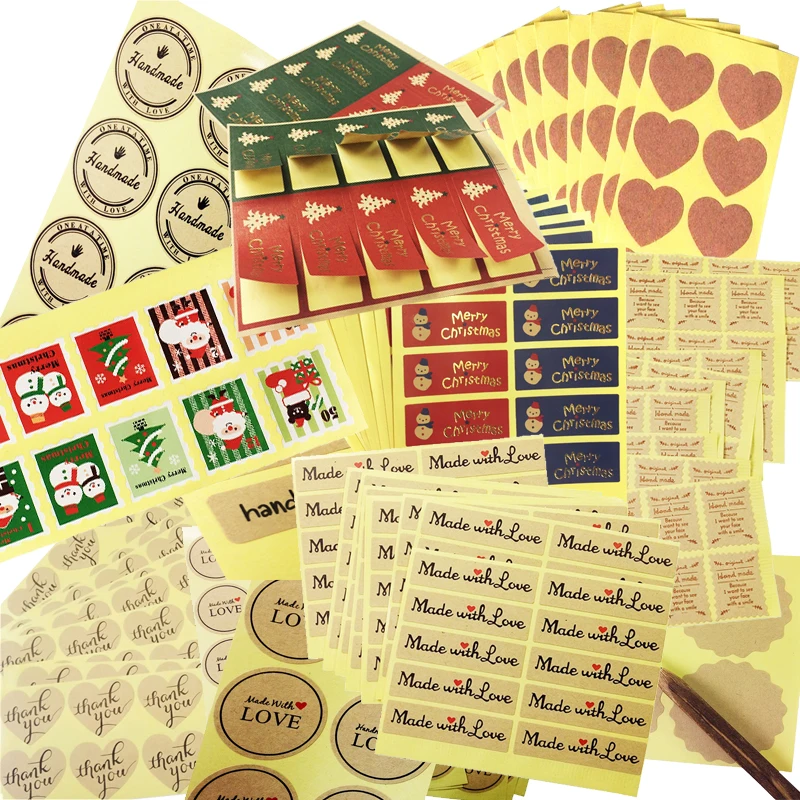 

Different Style Scrapbooking Sealing Stickers For The Diary Handmade With Love Funny DIY Work Gift Seal Label Free Shipping