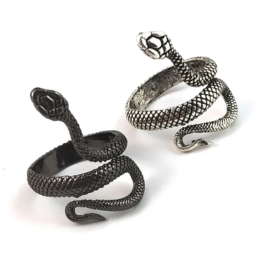 

MAIXI 2022 Hot Sale Gothic Vintage Boho Fashion Black Color Opening Adjustable Unisex Snake Shape Ring Jewelry for Women Men