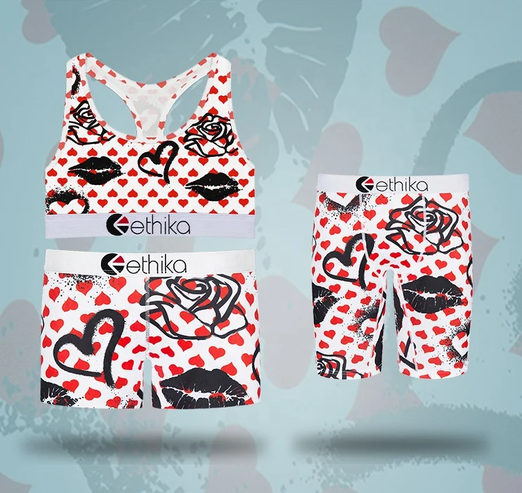 

Canton Hint Ethika 2021 Valentine's Day couple women yoga 3 piece yoga cozy swimsuit set pants Ethika boxers briefs underwear